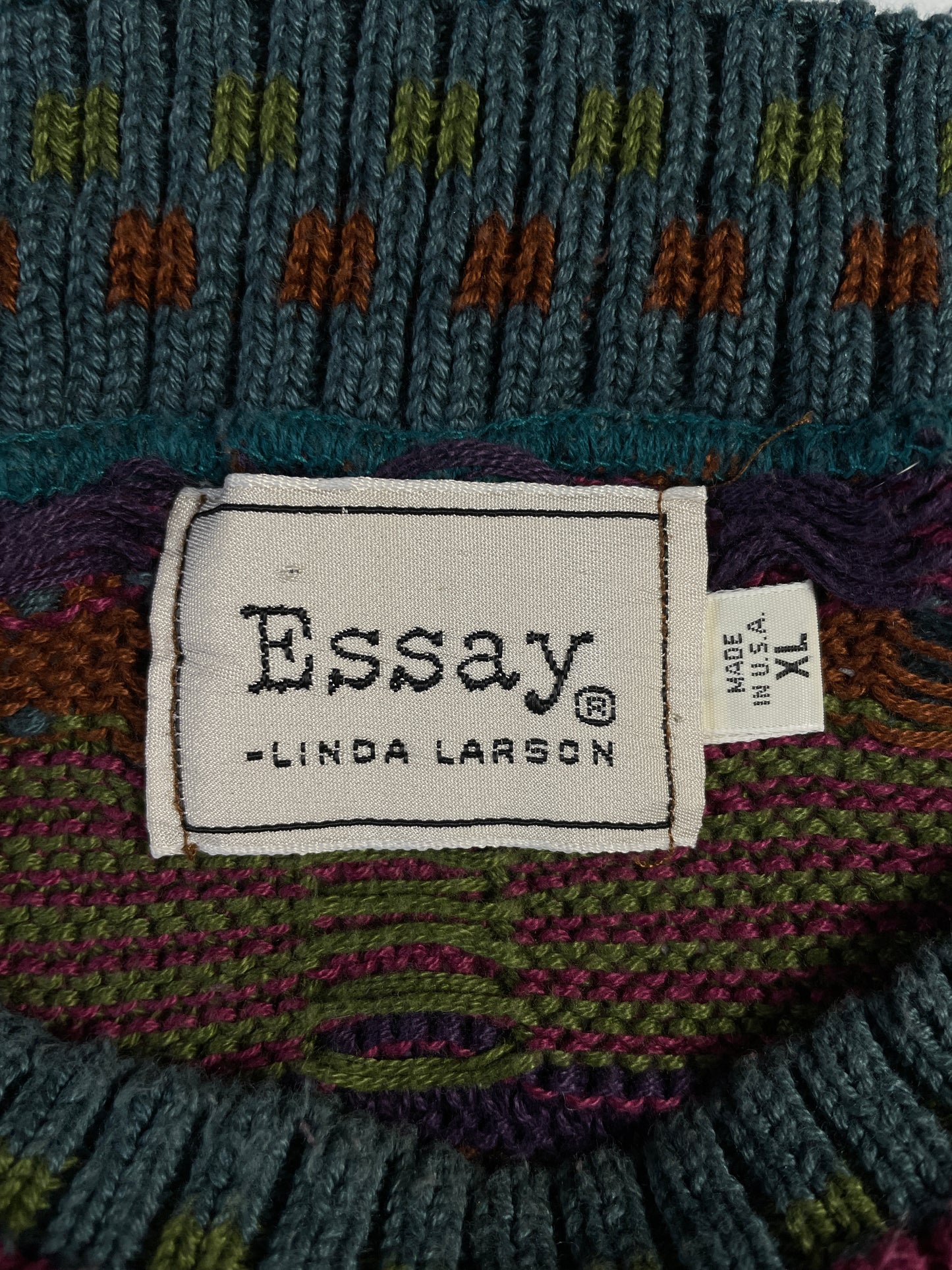 Vintage 3D COOGI- Style Made in USA Size XL Knit Sweater / A9406