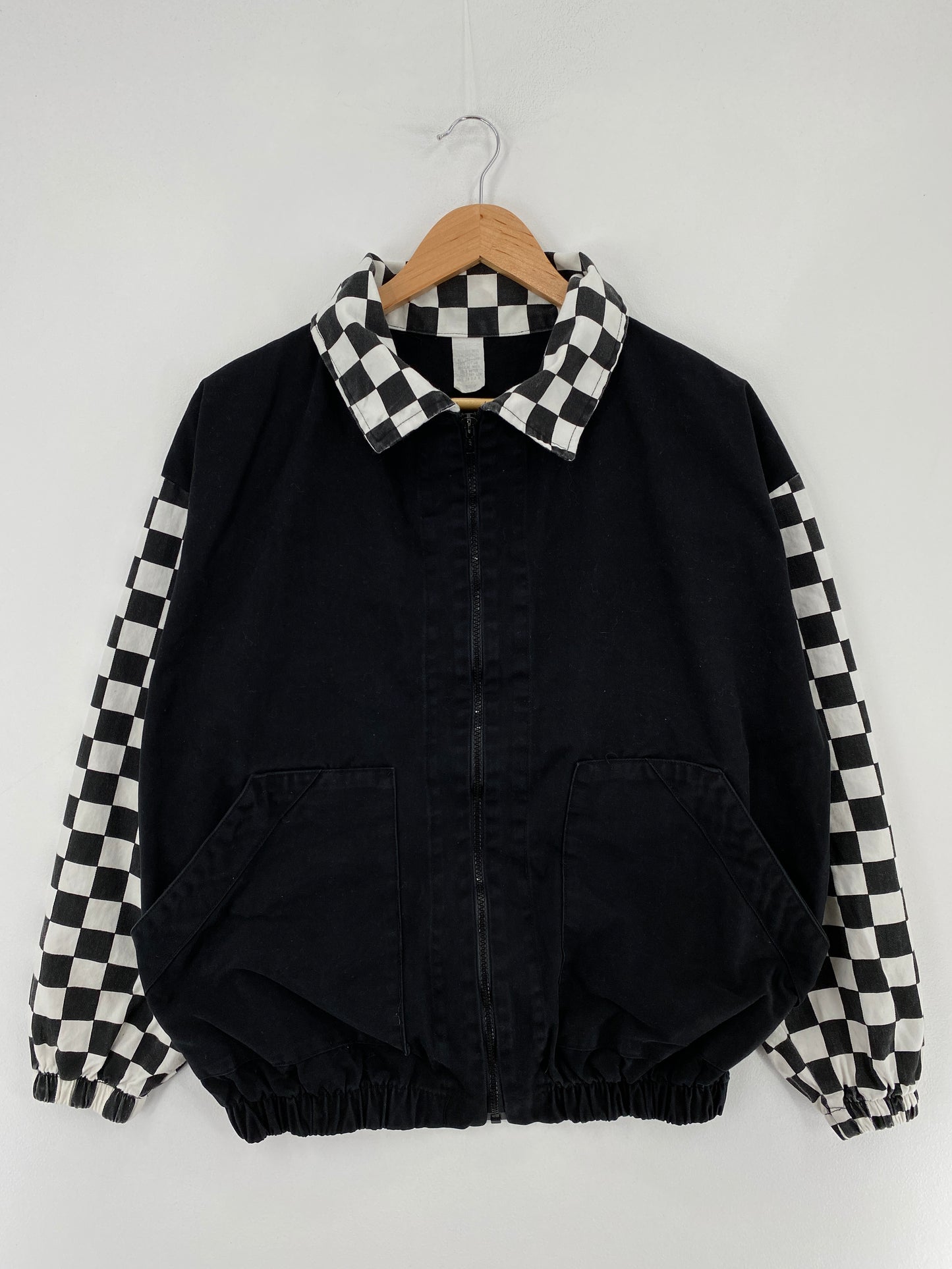 90’s CHECKER PRINT Made in USA Size M Zip Up Jacket / E4924J