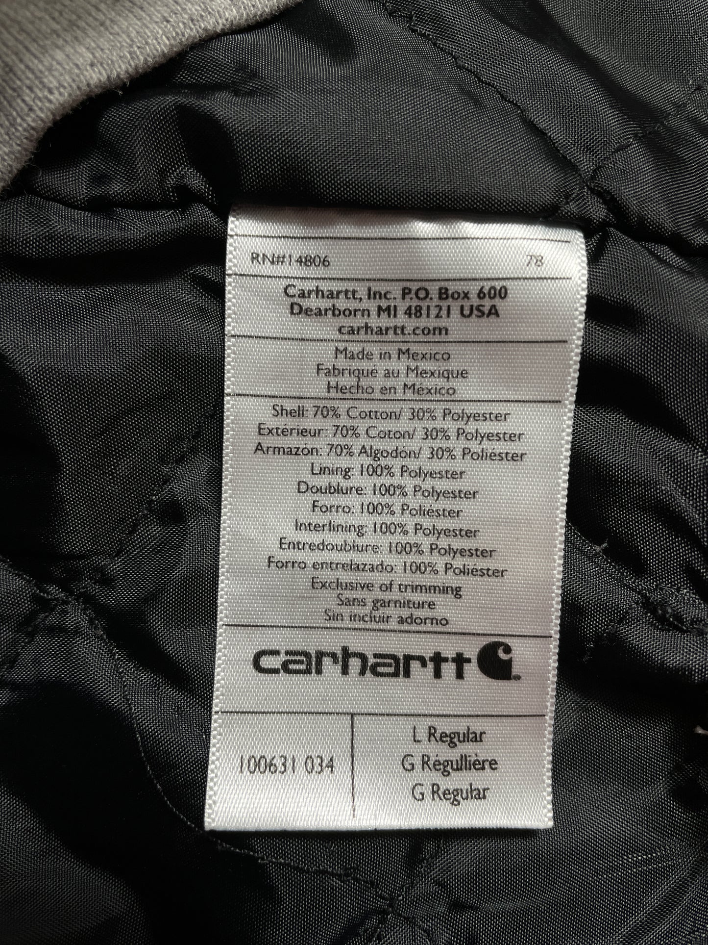 Vintage CARHARTT Size L Zip-up Padded Hoodie Sweat Shirt / E1258S