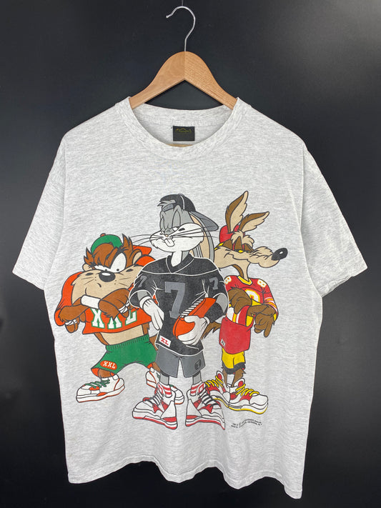 1993 LOONEY TUNES Made in USA Size XL Vintage NFL T-Shirt / K9842