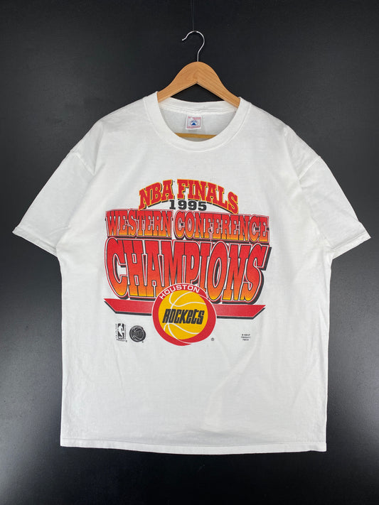 .1995 HOUSTON ROCKETS NBA FINALS Made in USA Size XL Vintage NBA T-Shirt / E6087T
