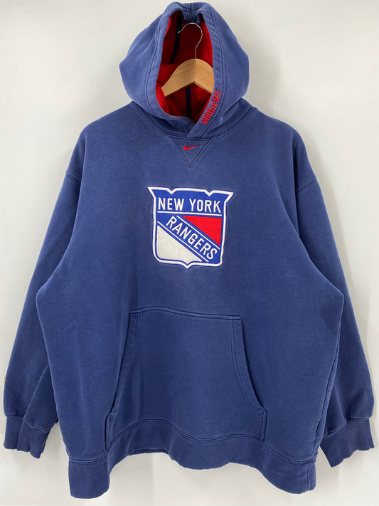 00’ NIKE NEW YORK RANGERS Size L Vintage NHL Hoodie Sweat-Shirt / K4778