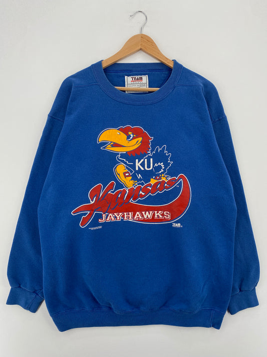 90’s UNIVERSITY OF KANSAS Made in USA Size XL Vintage College Sweat-Shirt / A7763
