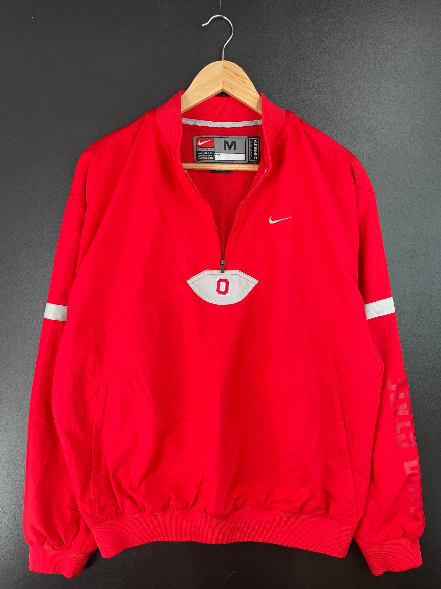 00's NIKE x OHIO STATE Size M Vintage College Hal-Zip-up Nylon Jacket / A7166