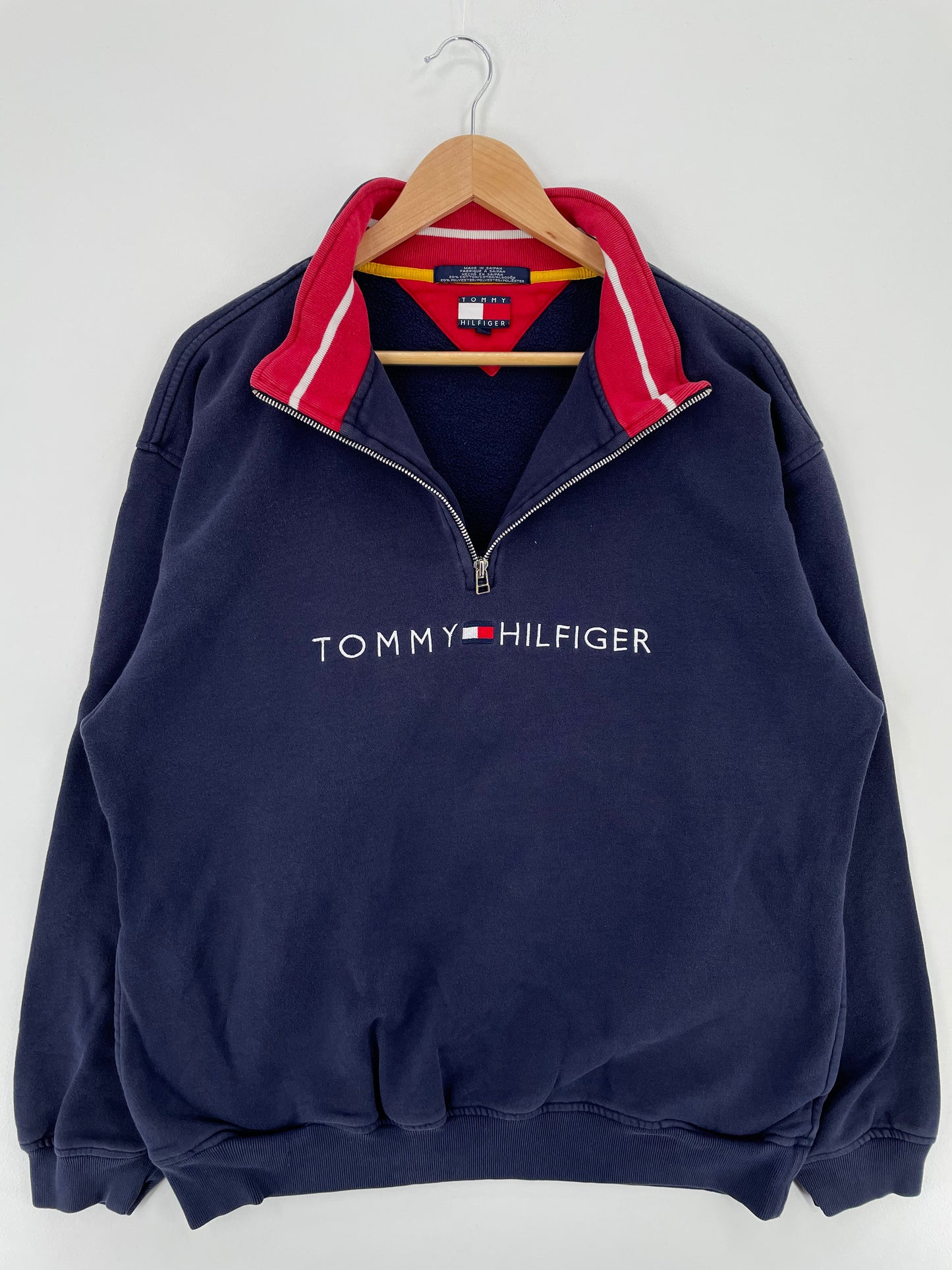 90’s TOMMY HILFIGER Size L Half Zip-up Sweat-shirt / A2034