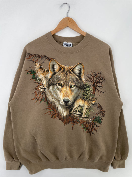90’s WOLF Size XL Vintage Animal Sweat-Shirt / E4168S