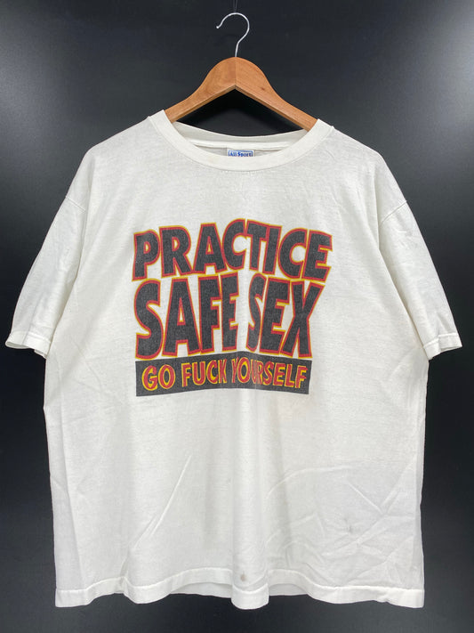 90’s PRACTICE SAFE SEX Size L Vintage T-Shirts / K4511