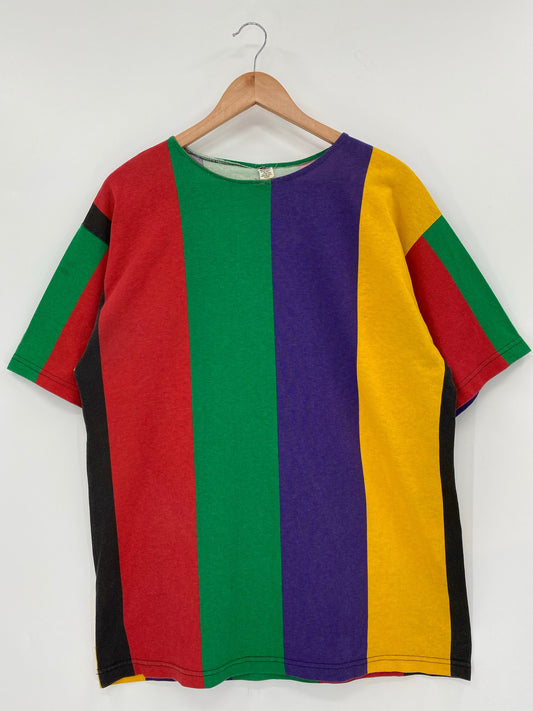 90’s RAINBOW STRIPED Made in USA Size L Vintage T-Shirt / A7318