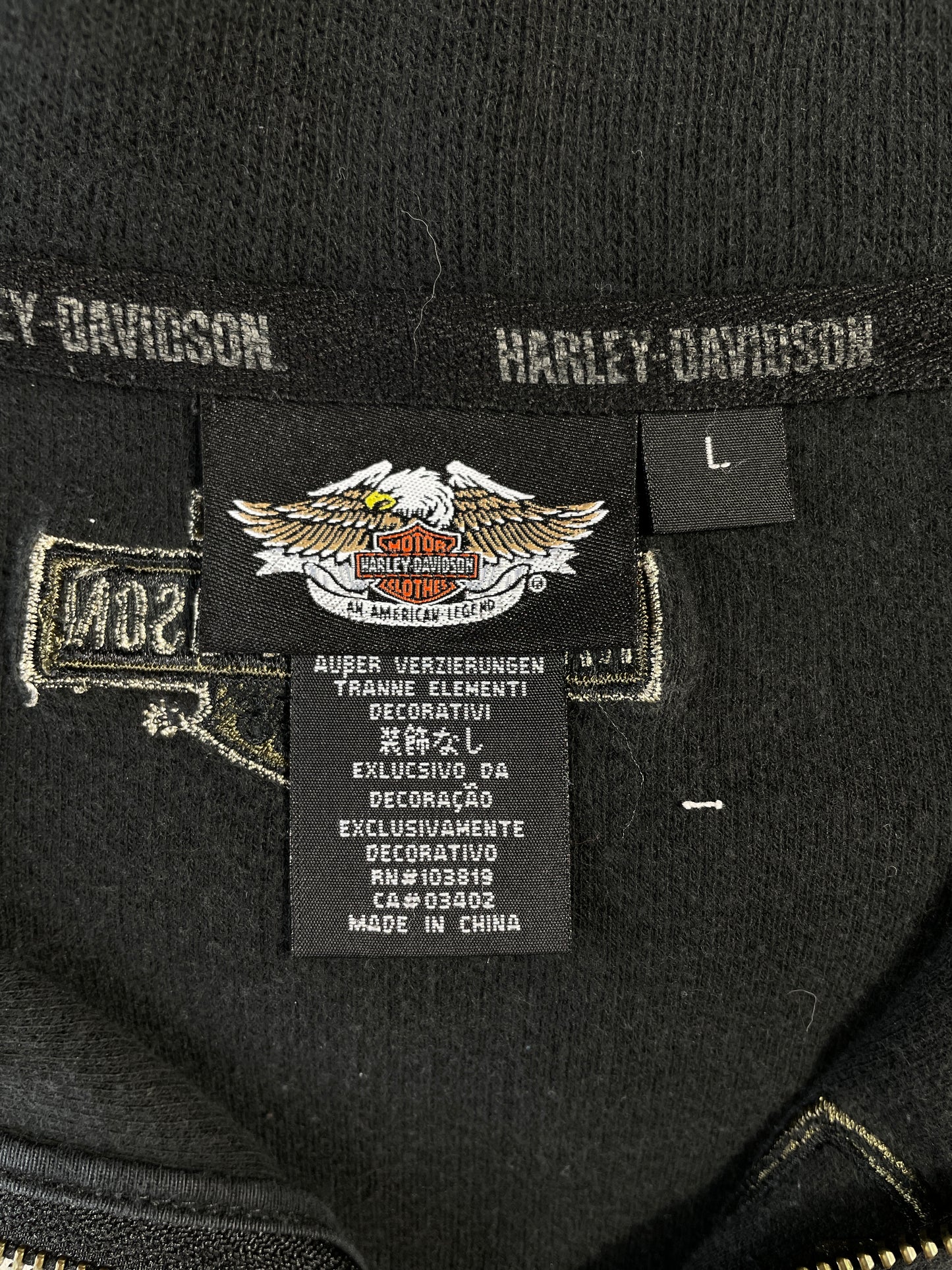 Vintage HARLEY DAVIDSON Size L Half Zip-up Sweat-Shirt / A8561