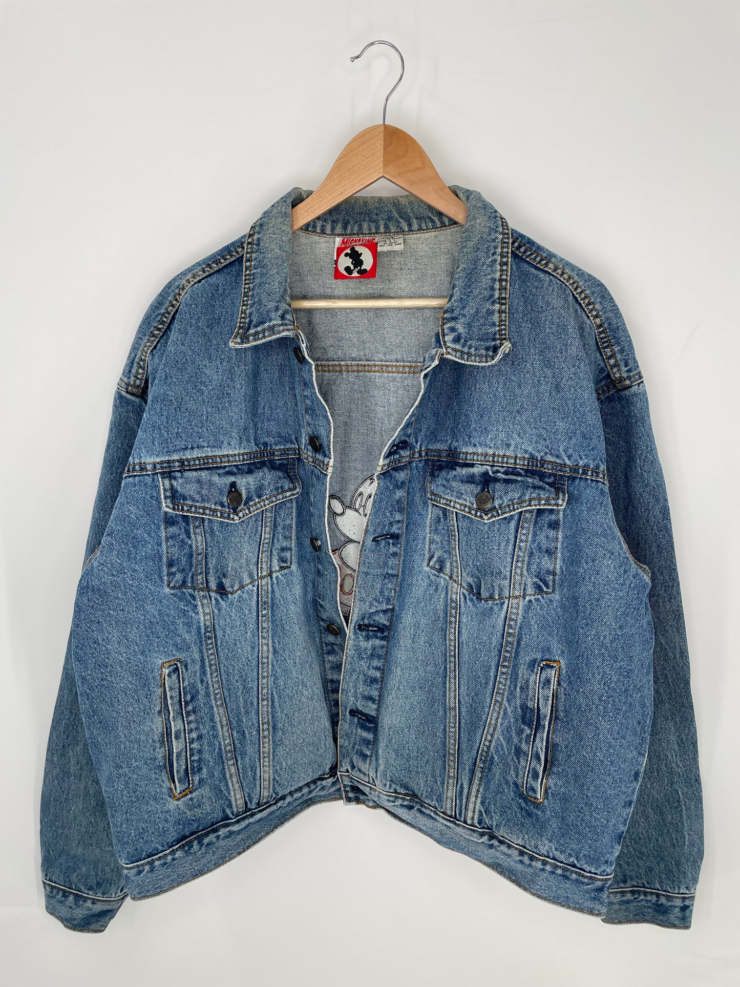90’s DISNEY MICKEY Size XXL Vintage Denim Jacket / K8103