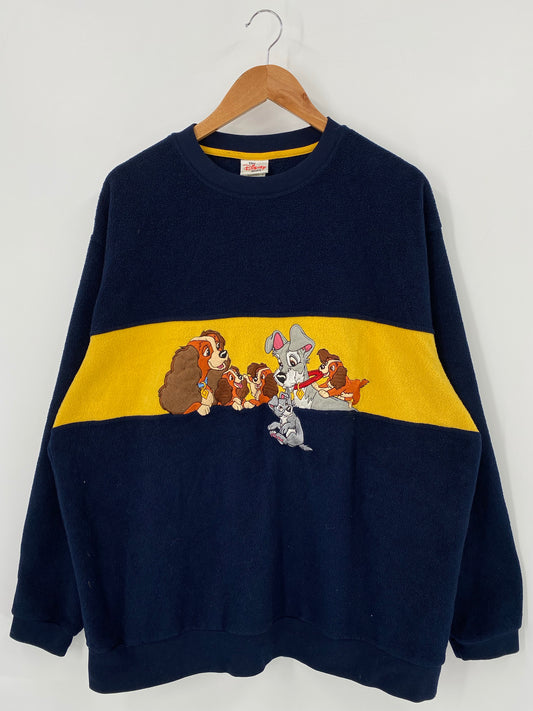 00’ DISNEY 101 DALMATIANS Size L Vintage Fleece Sweat-shirt / K4519