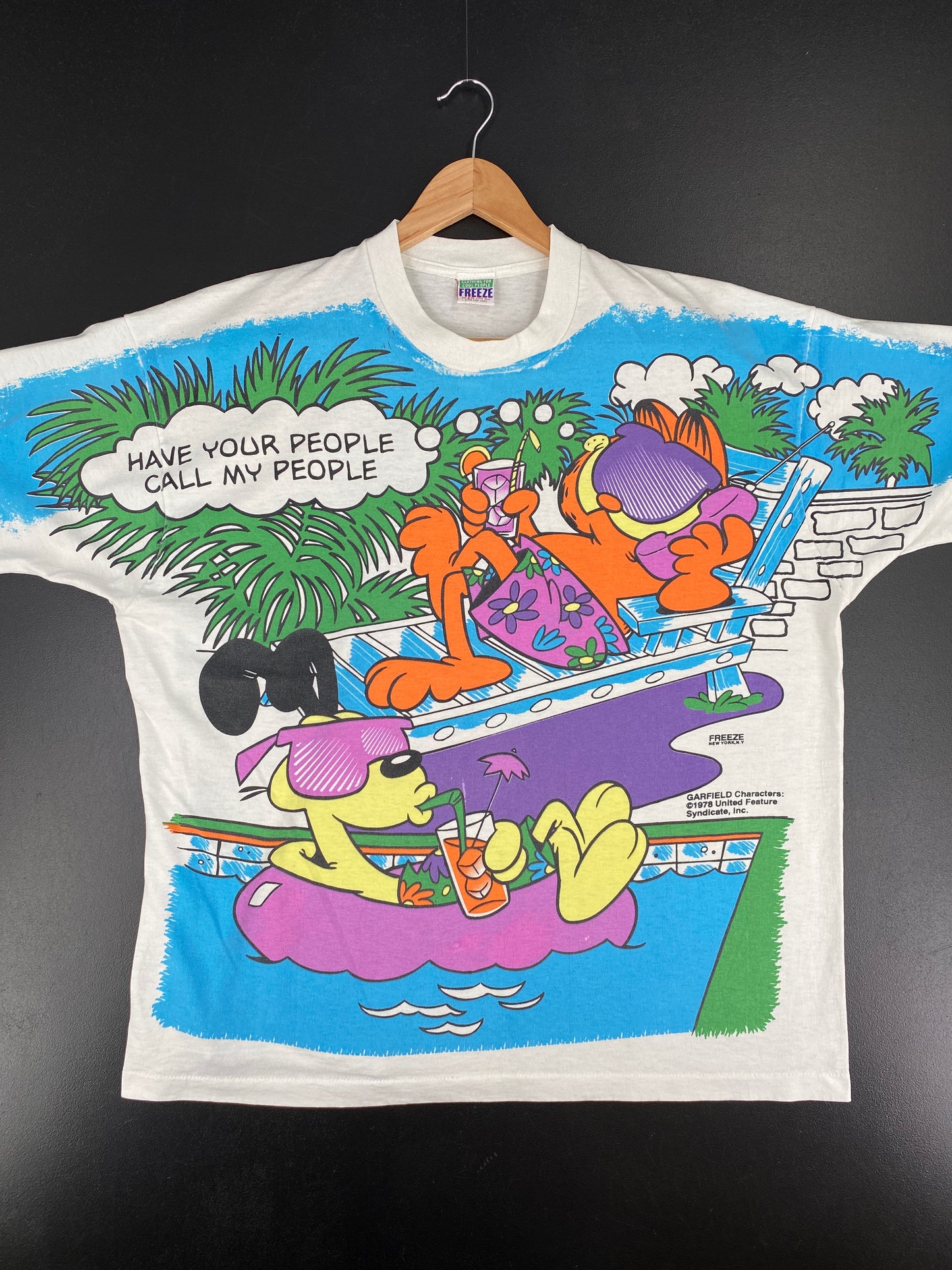 90’s GARFIELD Made in USA Size One Size(Approx.XL) Vintage T-Shirts / A5503