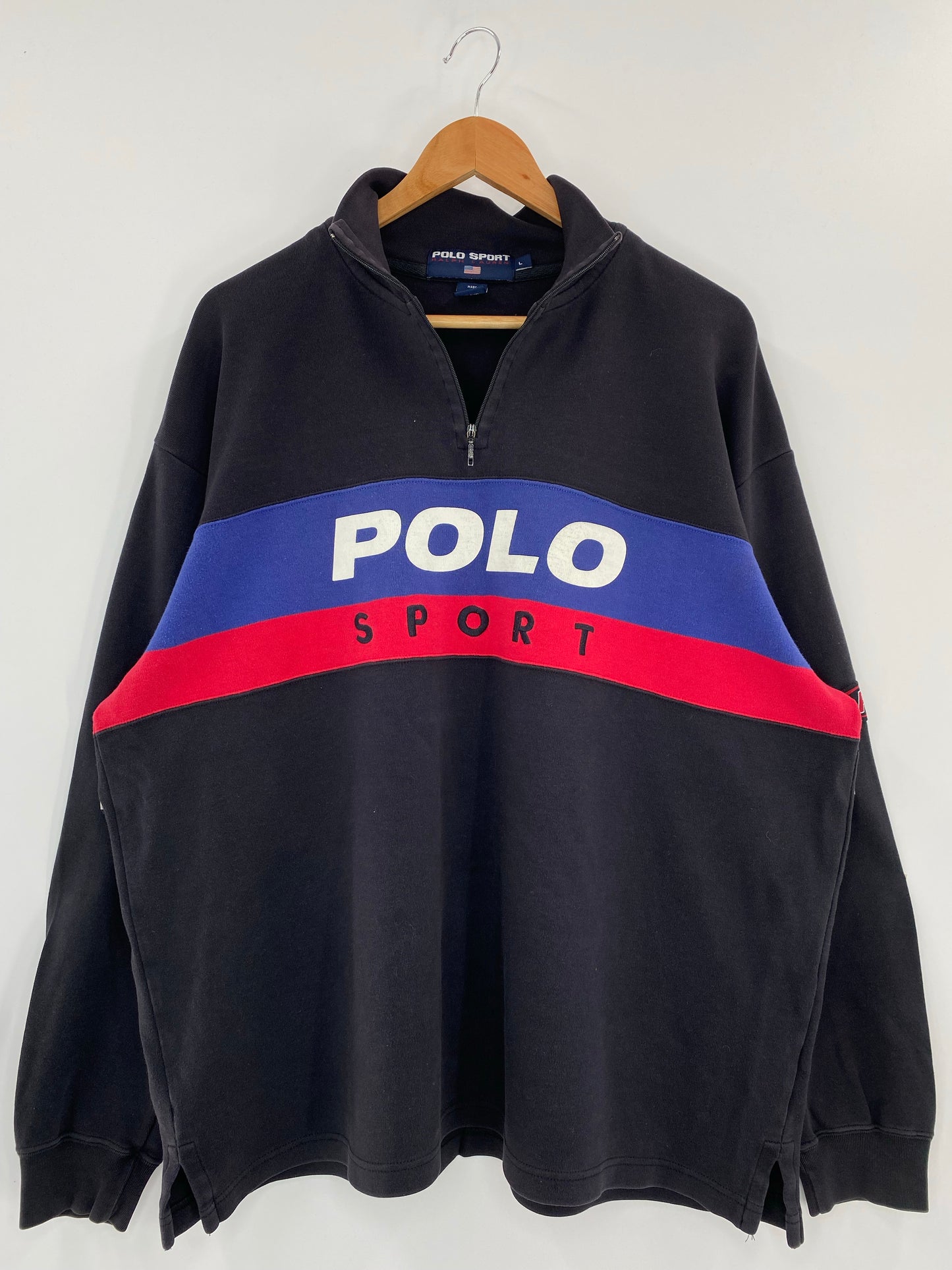 90’s POLO SPORTS RALPH LAUREN Size L Vintage Half-zip Polo-shirt / K4298