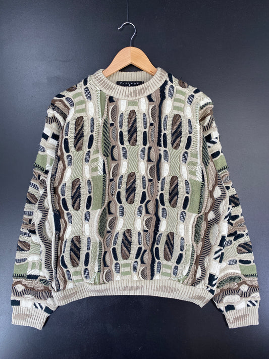 Vintage COOGI Style Made in USA Size L 3D Knit Sweater / E5209K