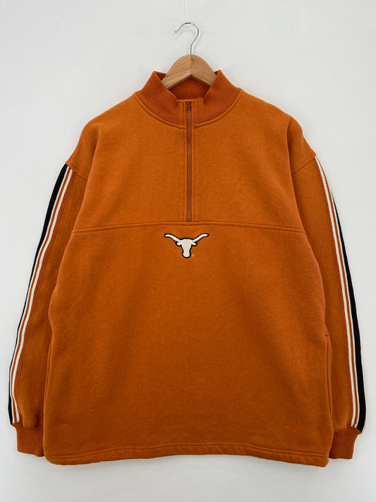 00' UNIVERSITY OF TEXAS Size L Vintage College Half Zip Sweat-Shirt / A7160