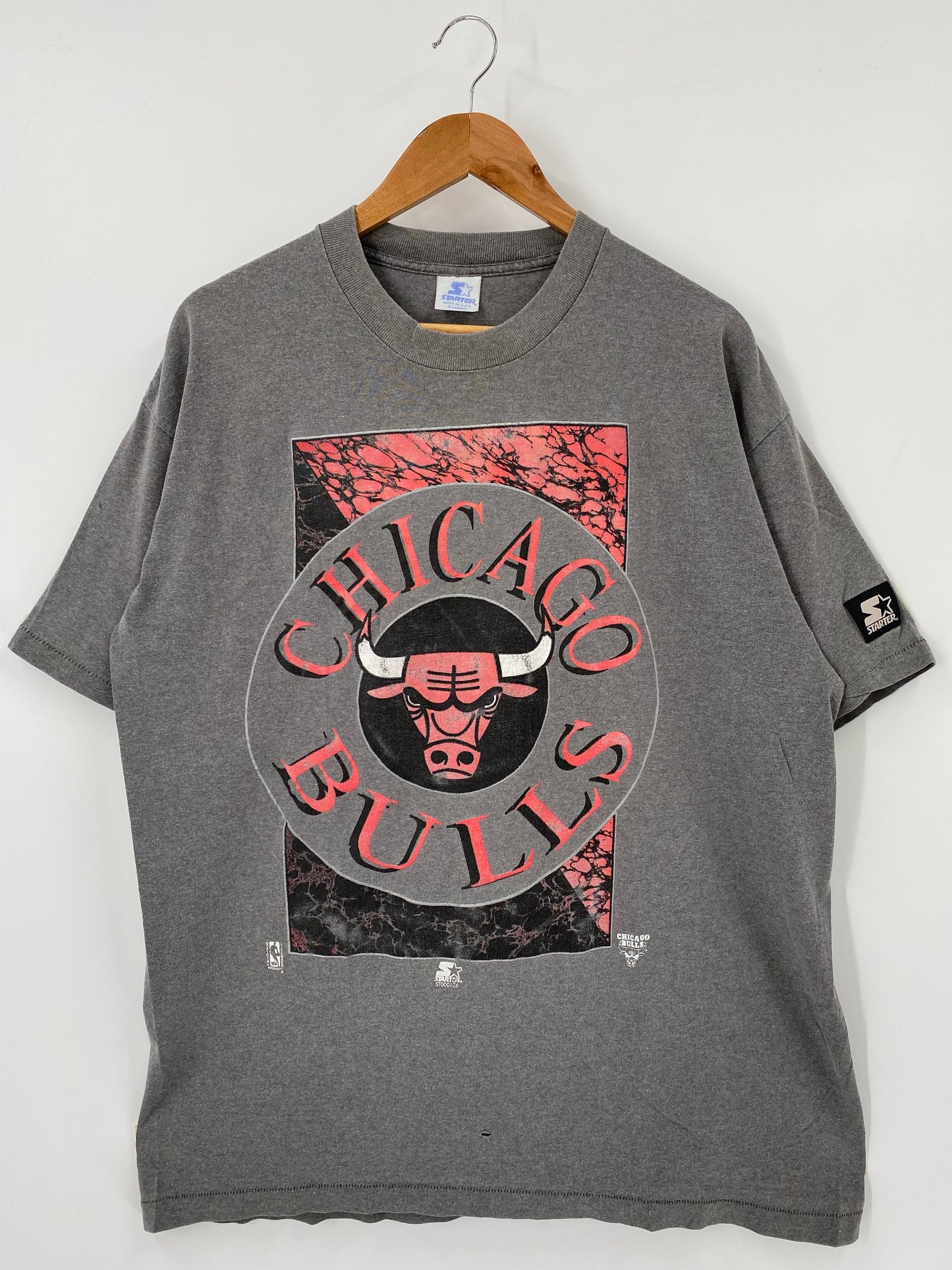 90’s STARTER x CHICAGO BULLS Made in USA Size XL Vintage NBA T-Shirt / K4593