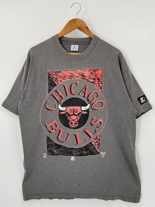 90’s STARTER x CHICAGO BULLS Made in USA Size XL Vintage NBA T-Shirt / K4593