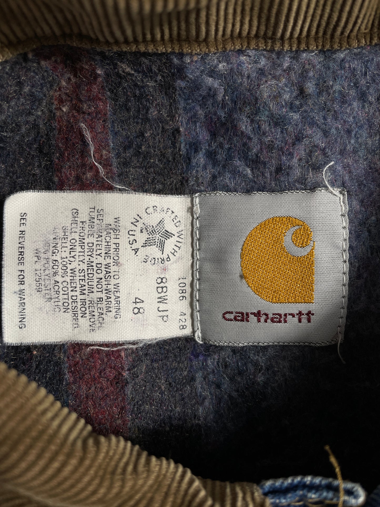 Vintage CARHARTT Made in USA Size 48(XL) Denim Jacket / E4609J