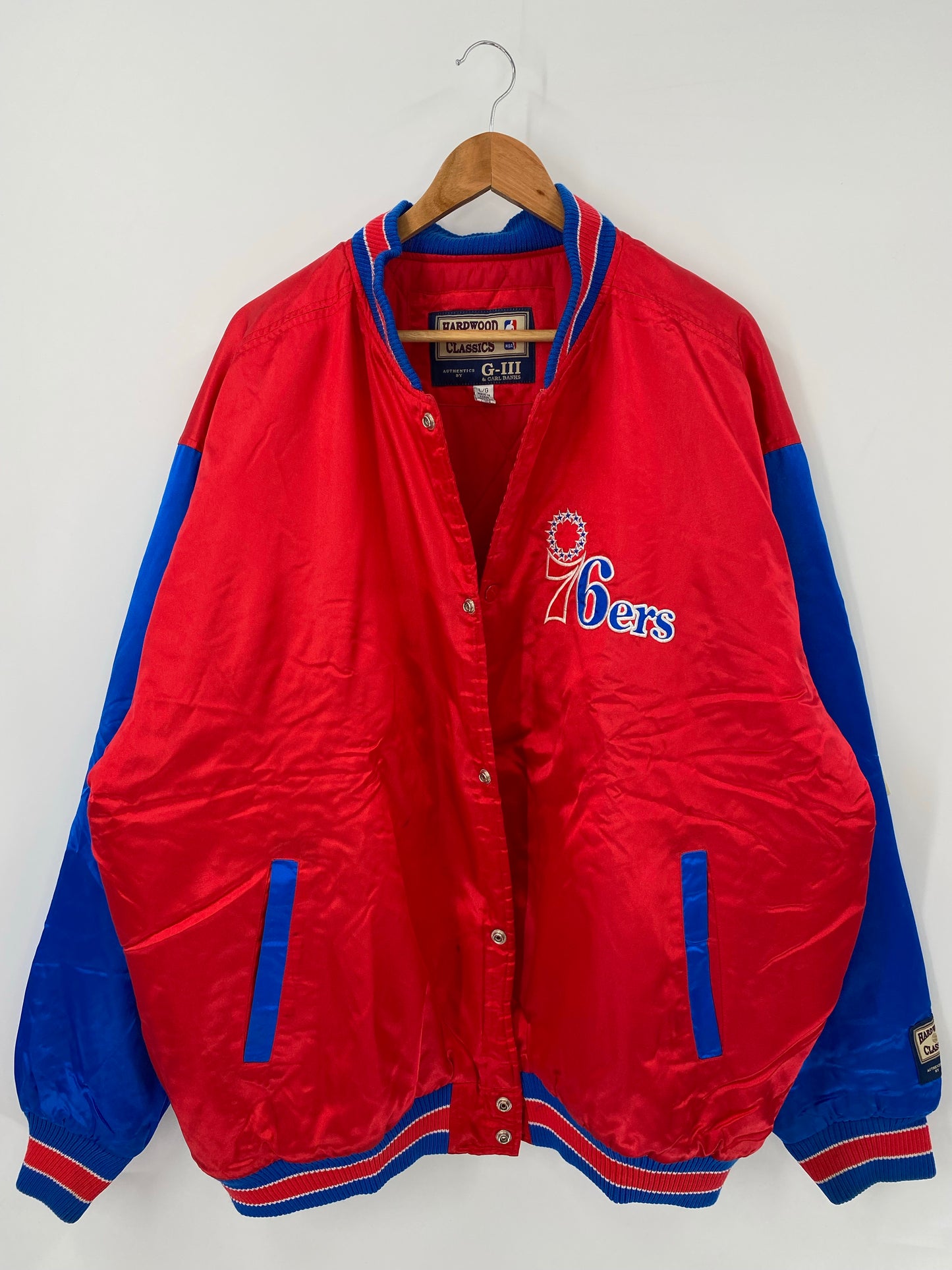 Vintage 76ers Size L NBA Nylon Jacket Padded Outerwear / K4379