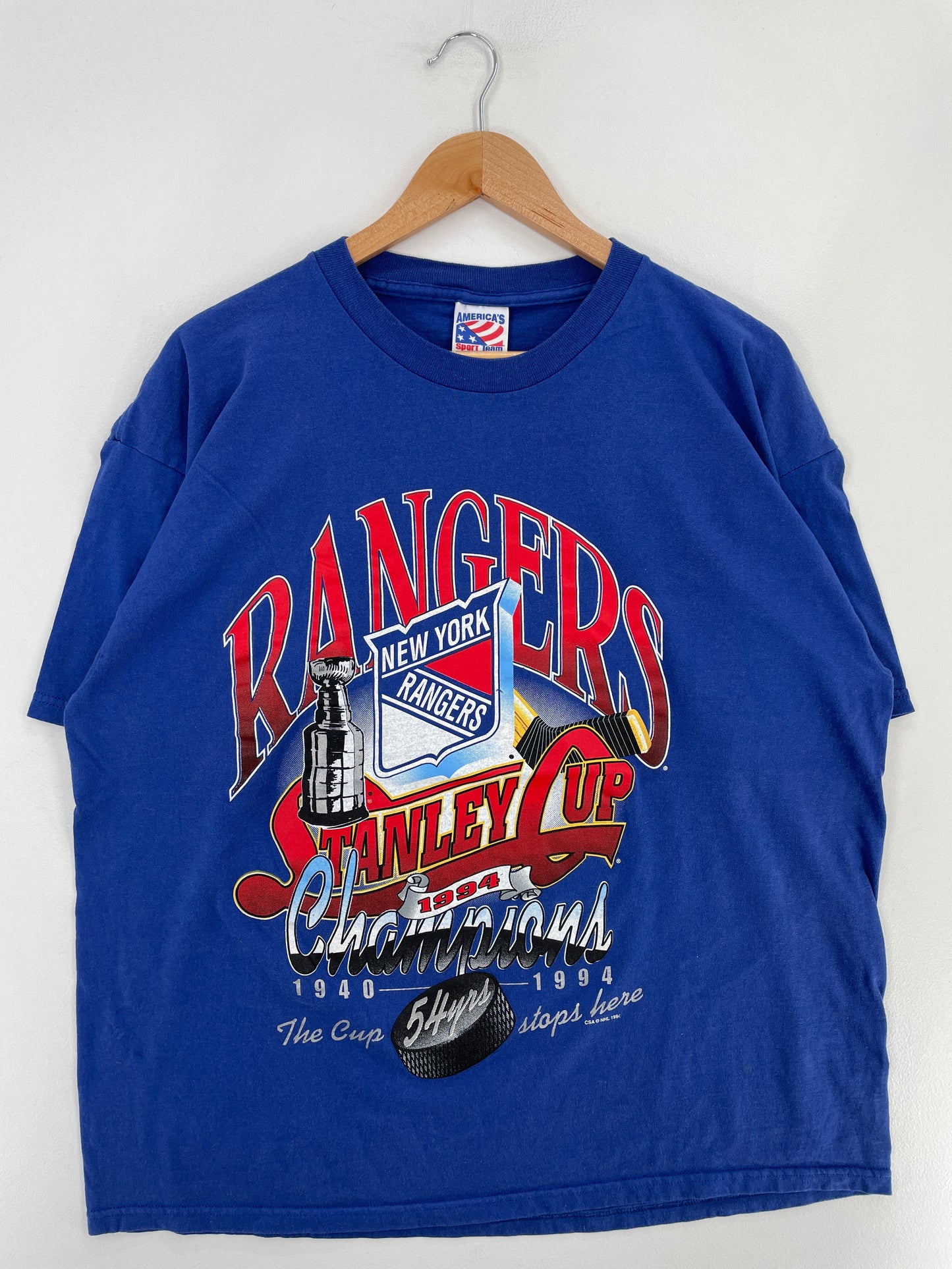 1994 NEW YORK RANGERS Made in USA Size XL Vintage NHL T-Shirt / E5173T