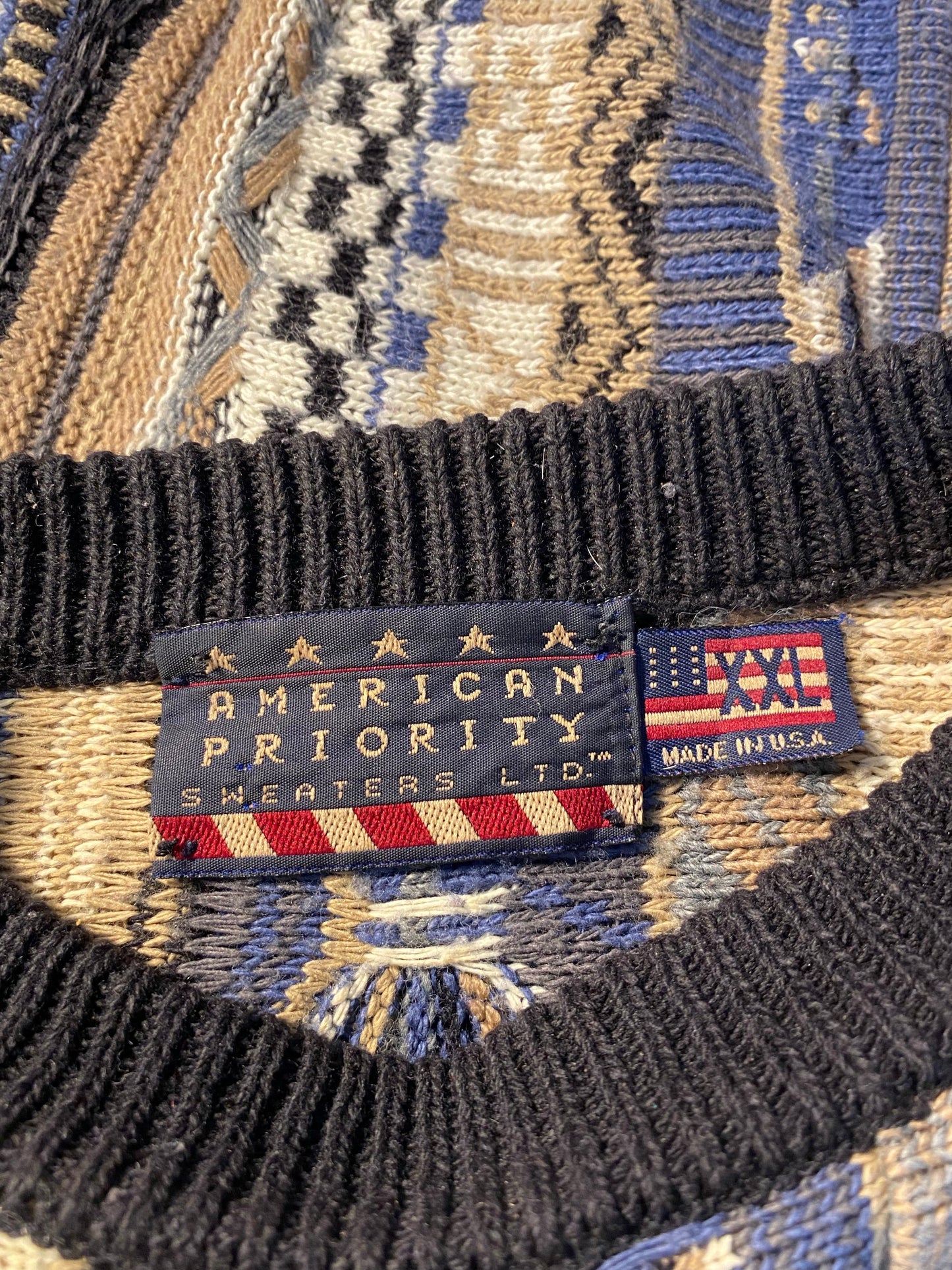 Vintage 3D COOGI- Style Made in USA Size XL Knit Sweater / A9882