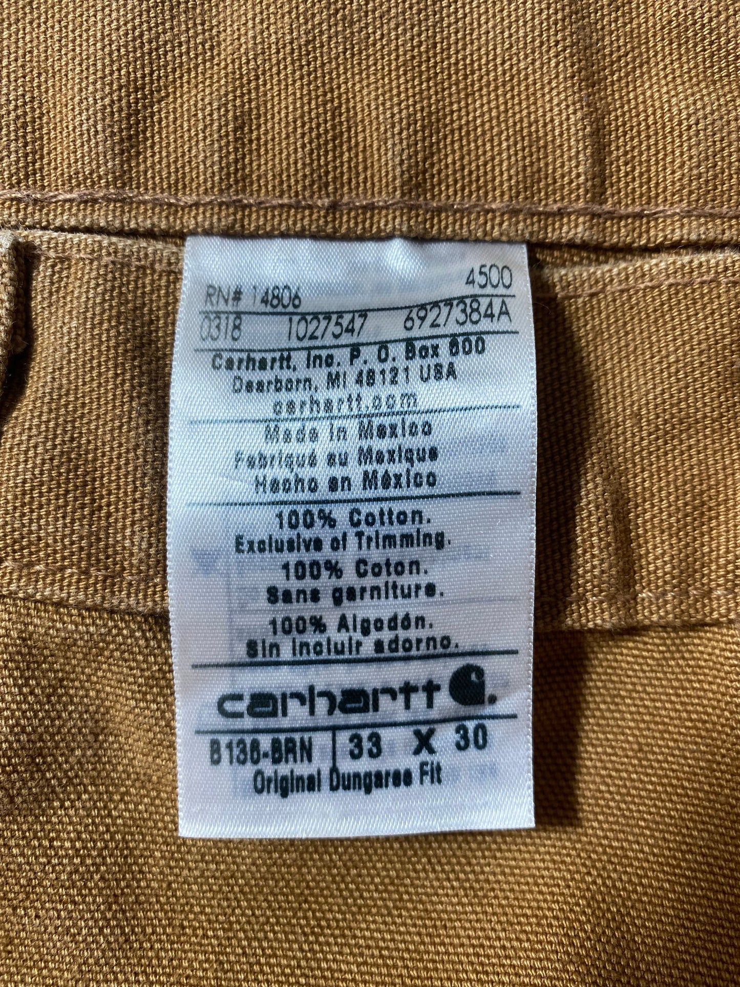Vintage CARHARTT Size W32xL29 Double Knee Duck Pants / E1318P