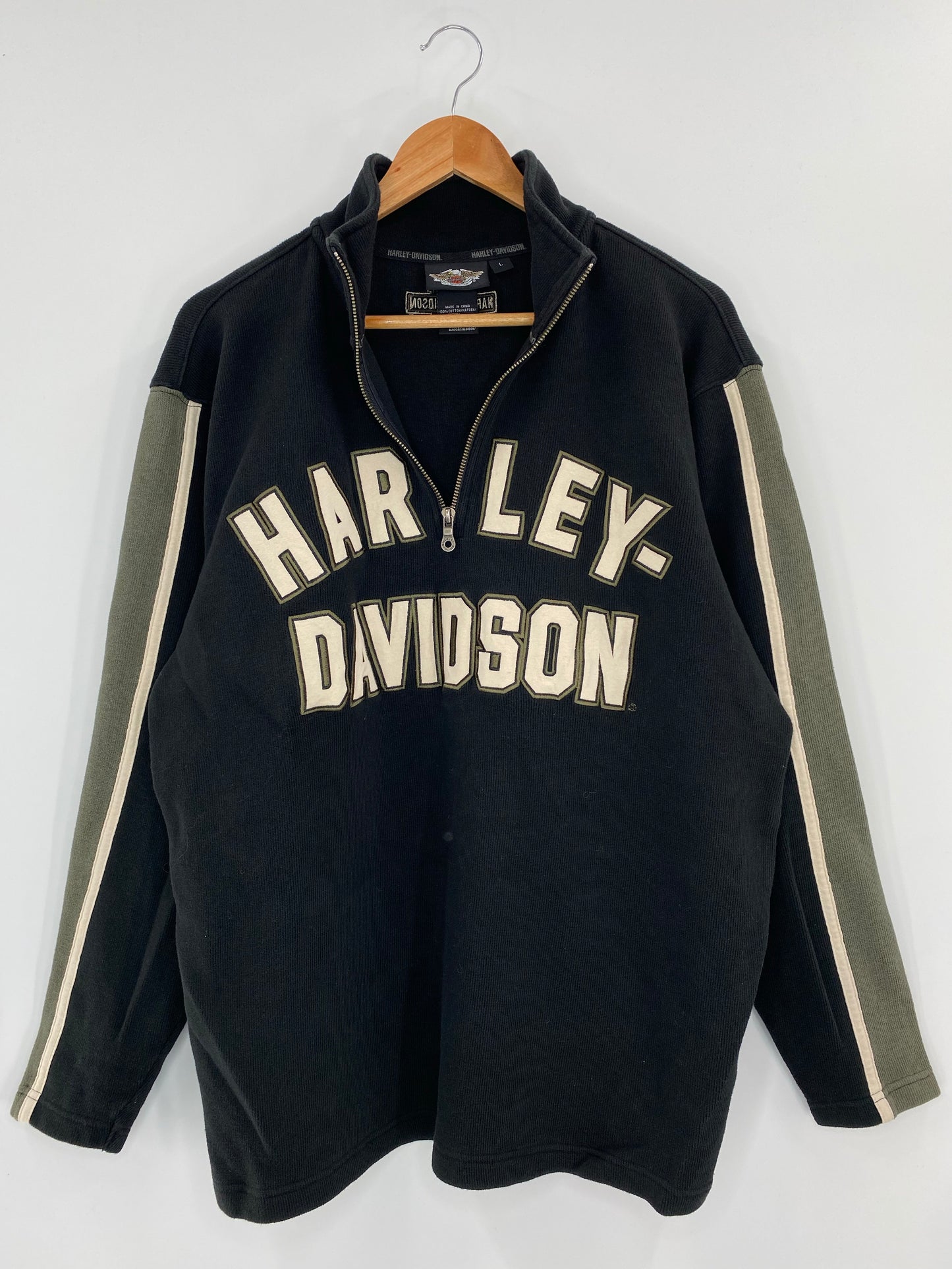 00’ HARLEY DAVIDSON Size L Vintage Half Zip Sweat-Shirt / K4320