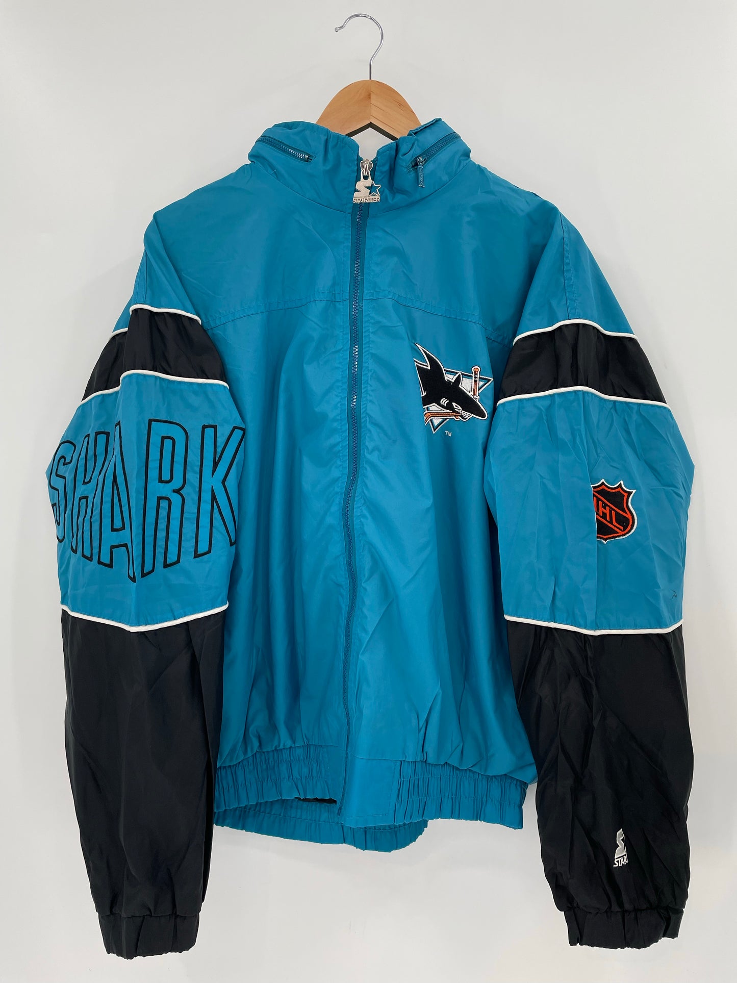 90's STARTER x SHARKS Size M Vintage NHL Nylon Jacket / K6276