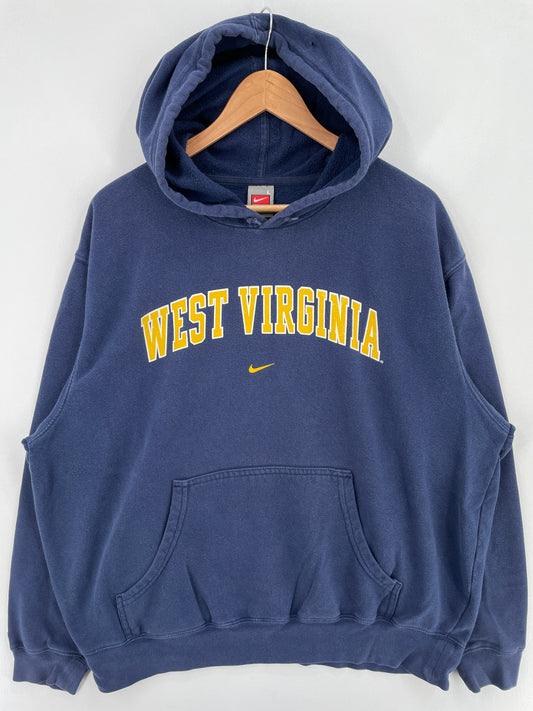 00' NIKE x WEST VIRGINIA Size L Vintage College Hoodie Sweat-shirt / E627