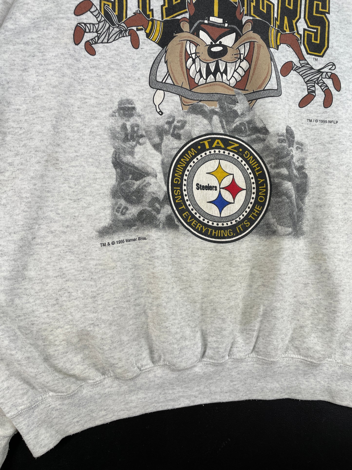 1995 PITTSBURGH STEELERS x LOONEY TUNES TAZ Size Approx.XL Vintage NFL Sweat-Shirt / E1568S
