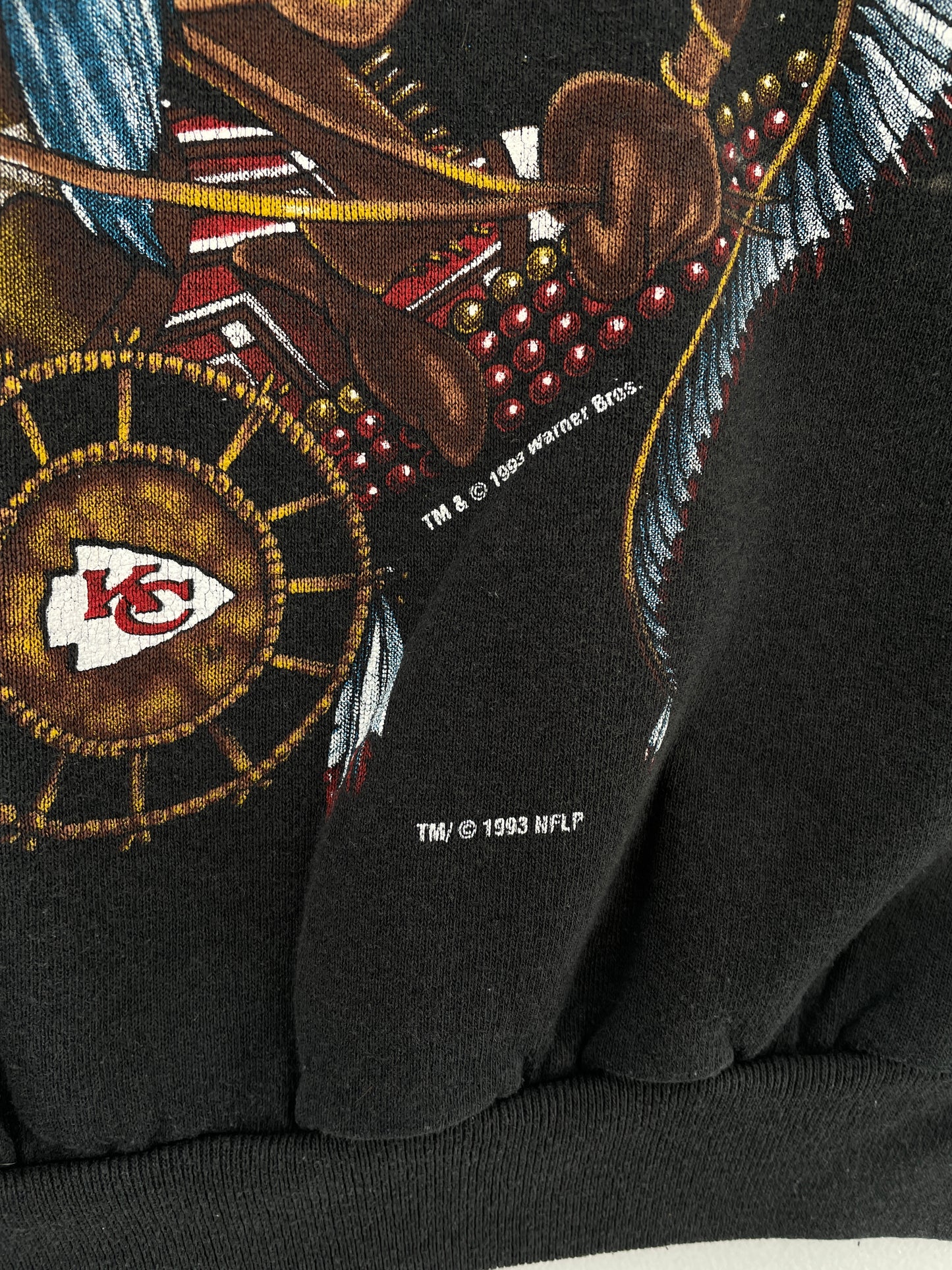 1993 KANSAS CITY CHIEFS x LOONEY TUNES TAZ Made in USA Size L Vintage NFL Sweat-shirt / E3241S