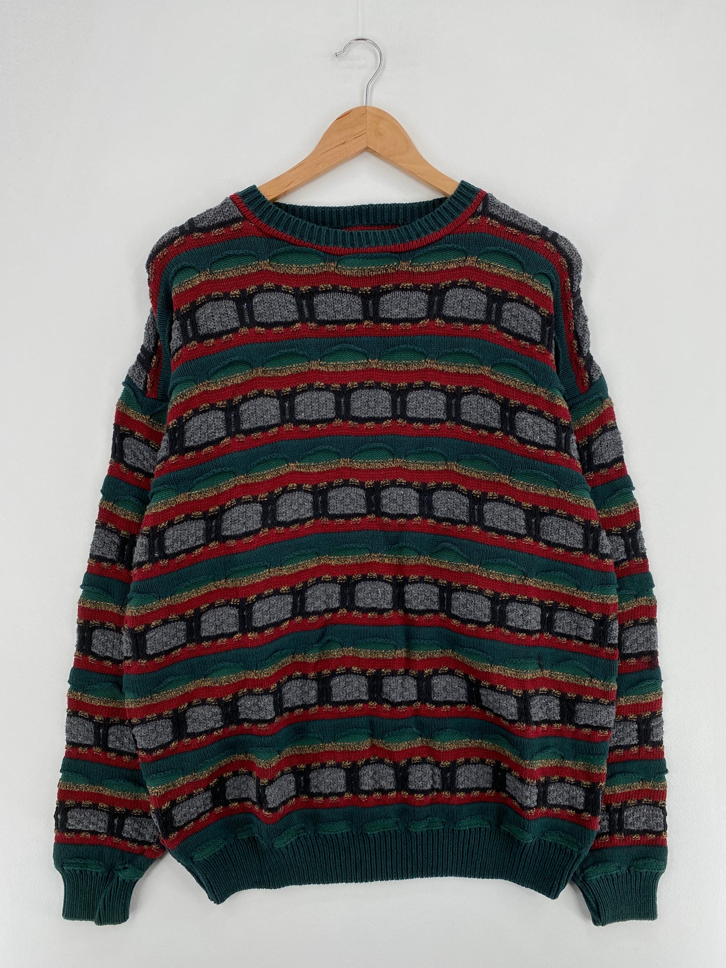 Vintage 3D COOGI- Style Made in USA Size L Knit Sweater / E958