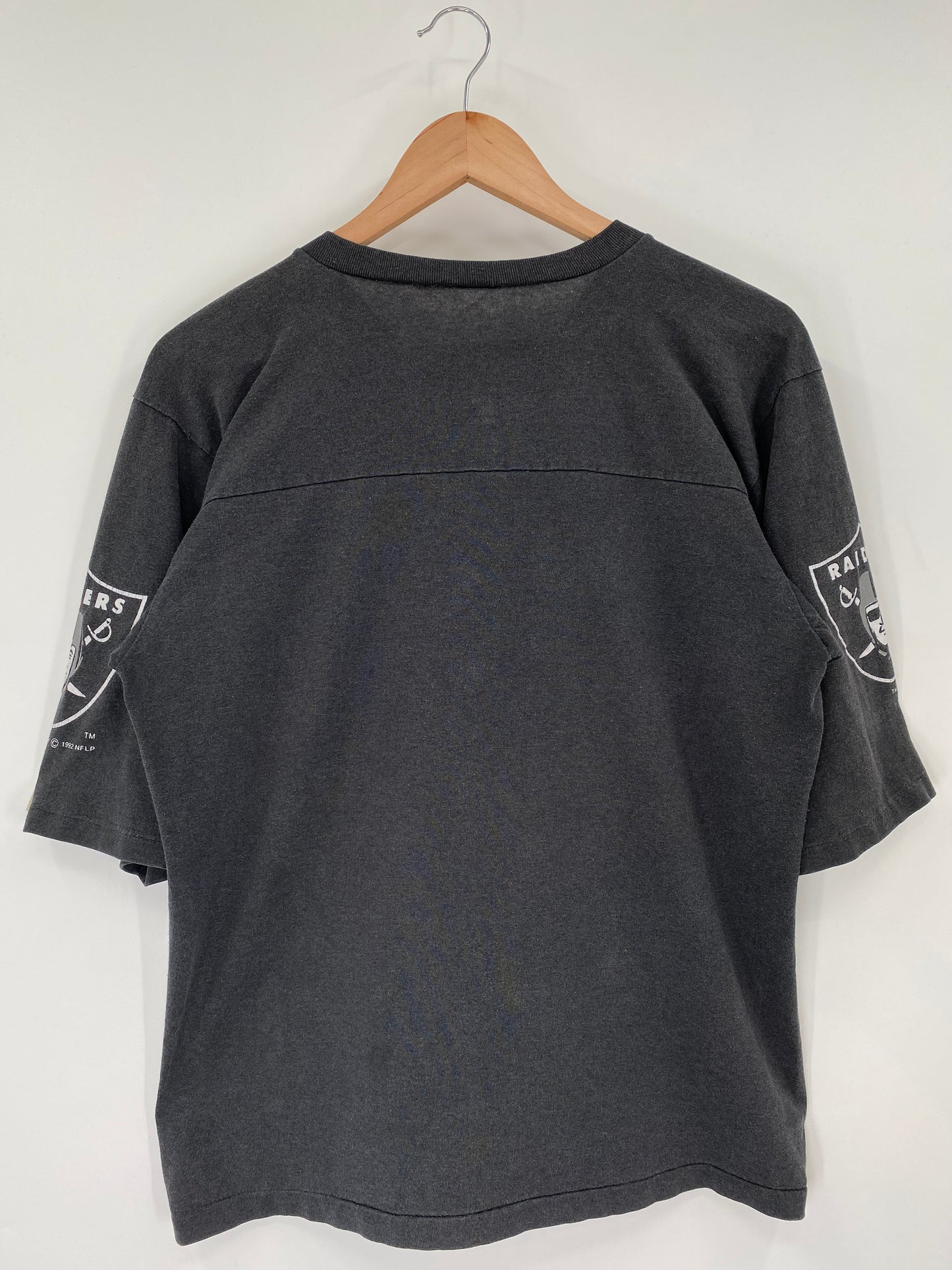 1992 LOS ANGELES RAIDERS Size No Tag (Approx. L) Vintage NFL T-shirt / K9761