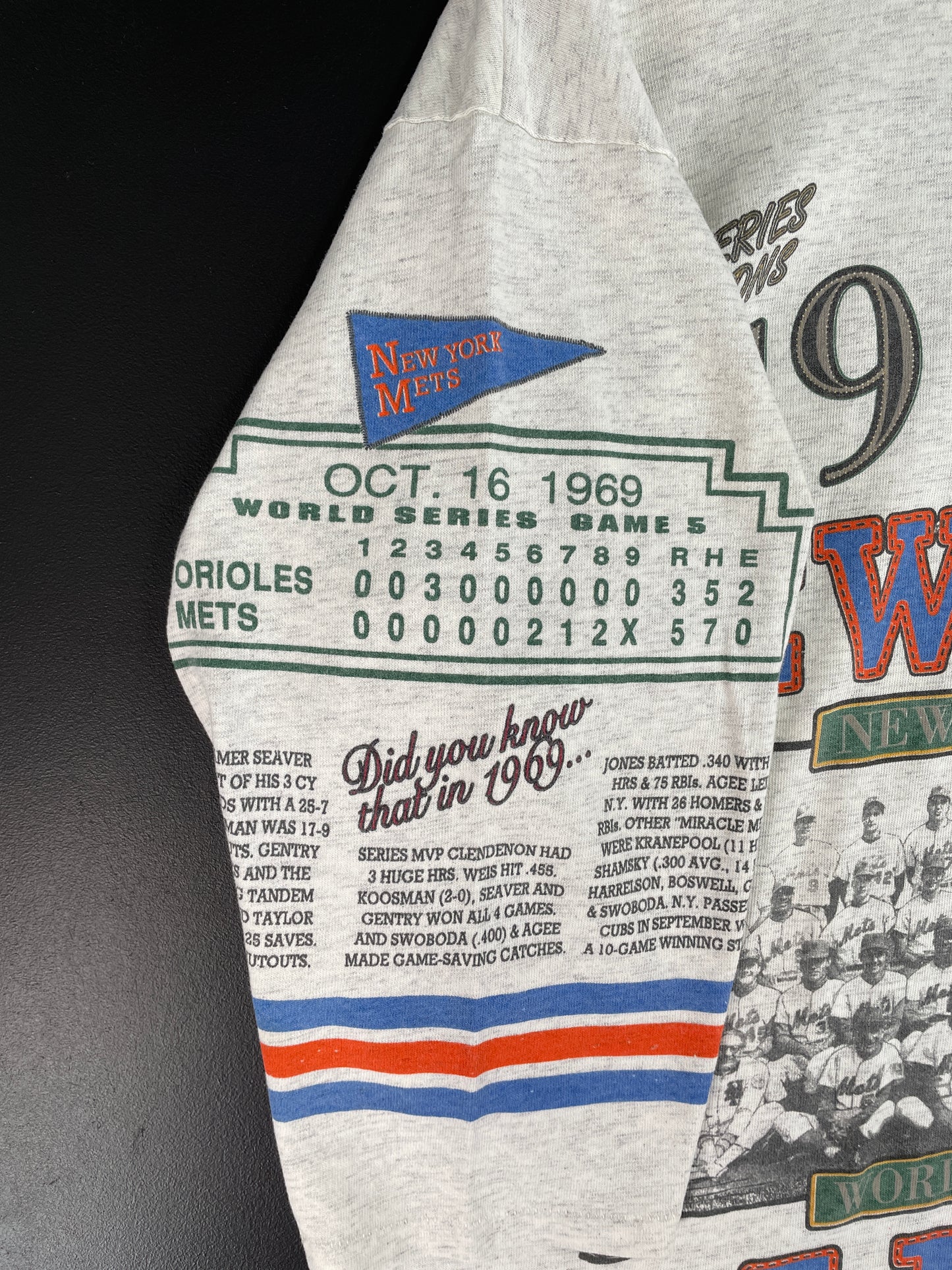 1993 NEW YORK METS Made in USA Size L Vintage MLB T-Shirt / E2883T