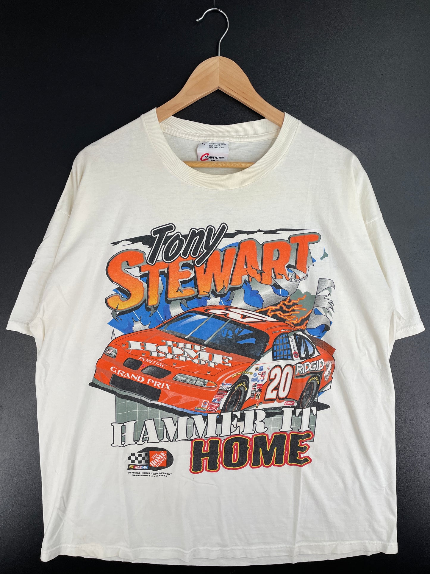 .1999 NASCAR TONY STEWART Made in USA Size XL Vintage Racing T-shirt / E1118