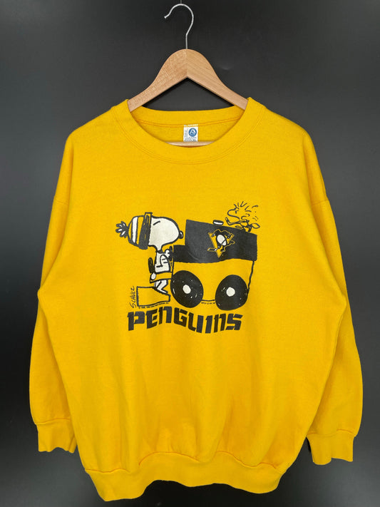 1988 SNOOPY x PITTSBURGH PENGUINS Made in USA Size XL Vintage NHL Sweat-shirt / A9785