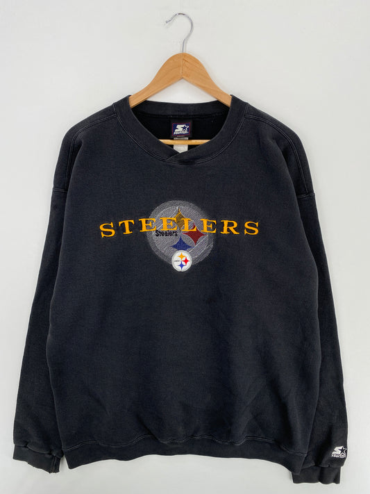 00' STARTER PITTSBURGH STEELERS Size L Vintage NFL Sweat-shirt / A4846