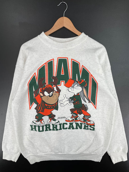 1993 MIAMI HURRICANES x LOONEY TUNES Made in USA Size XXL Vintage NFL Sweat-shirt / A544