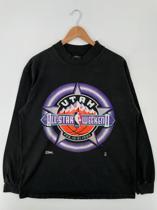 1993 UTAH ALL STAR WEEKEND Made in USA Size XL Vintage NBA Long Sleeve T-Shirt / A8855