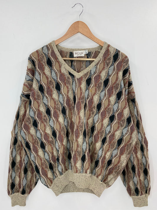 Vintage 3D COOGI- Style Made in USA Size L Knit Sweater / K8059