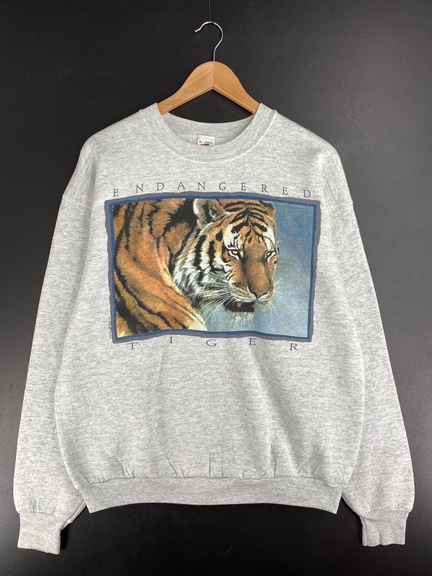 1999 ENDANGERED TIGER Made in USA Size XL Vintage Animal Sweat-Shirt / E2425S