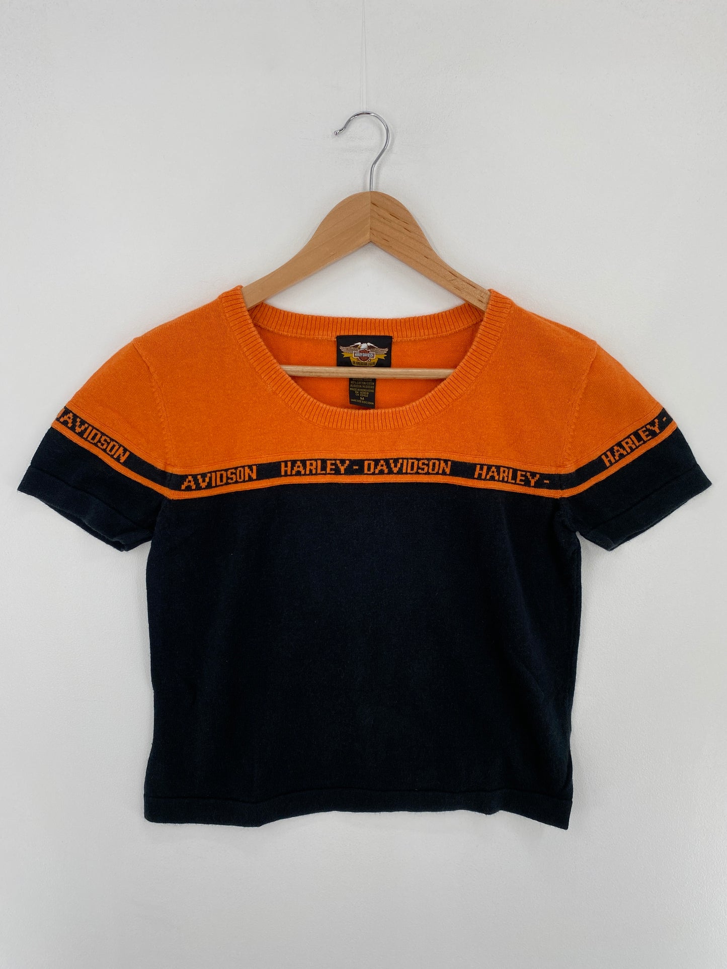 90's HARLEY DAVIDSON Size Ladies M Vintage Knit T-Shirt / E520