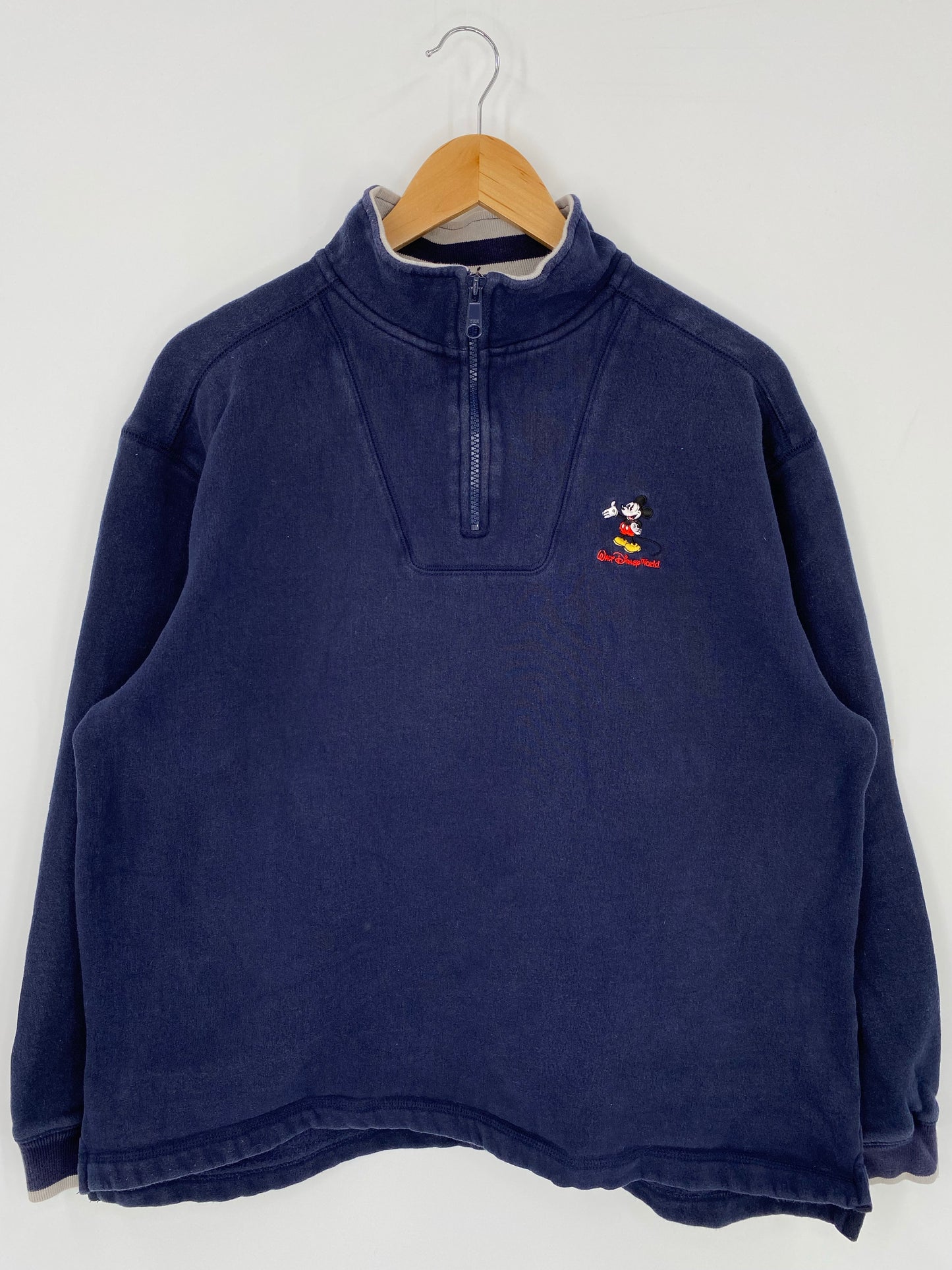 00' DISNEY MICKEY Size L Vintage Half-zip Sweat-shirt / K5755
