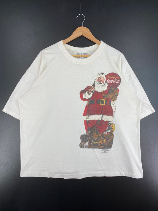 1992 COCA COLA STAND UP SANTA Made in USA Size XL Vintage T-Shirt / A2215