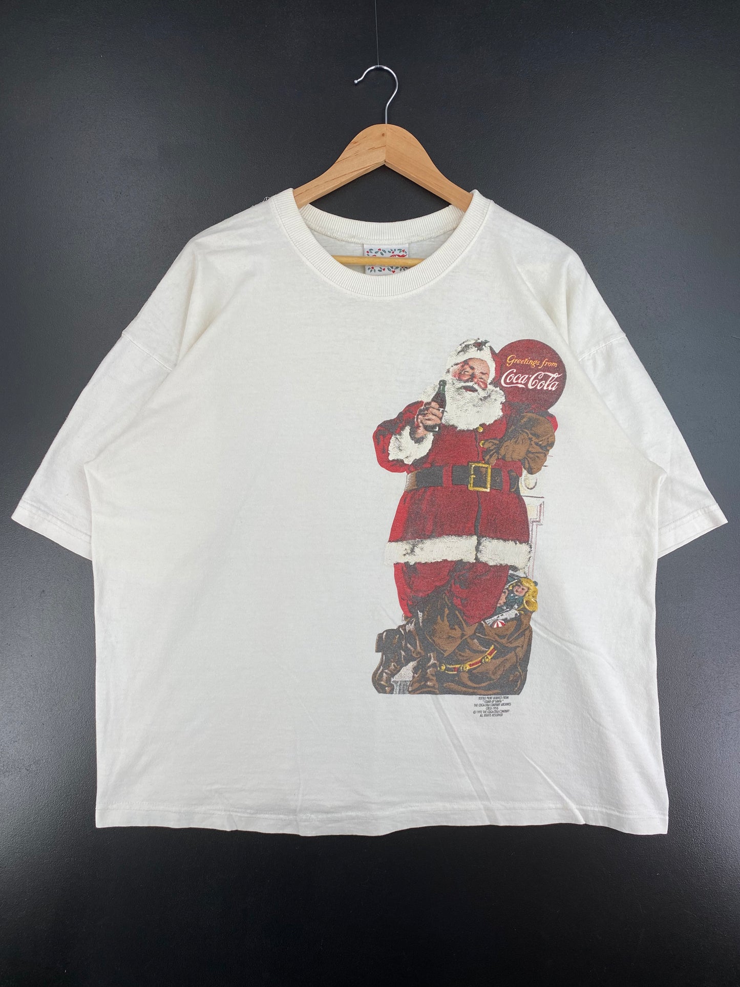 1992 COCA COLA STAND UP SANTA Made in USA Size XL Vintage T-Shirt / A2215