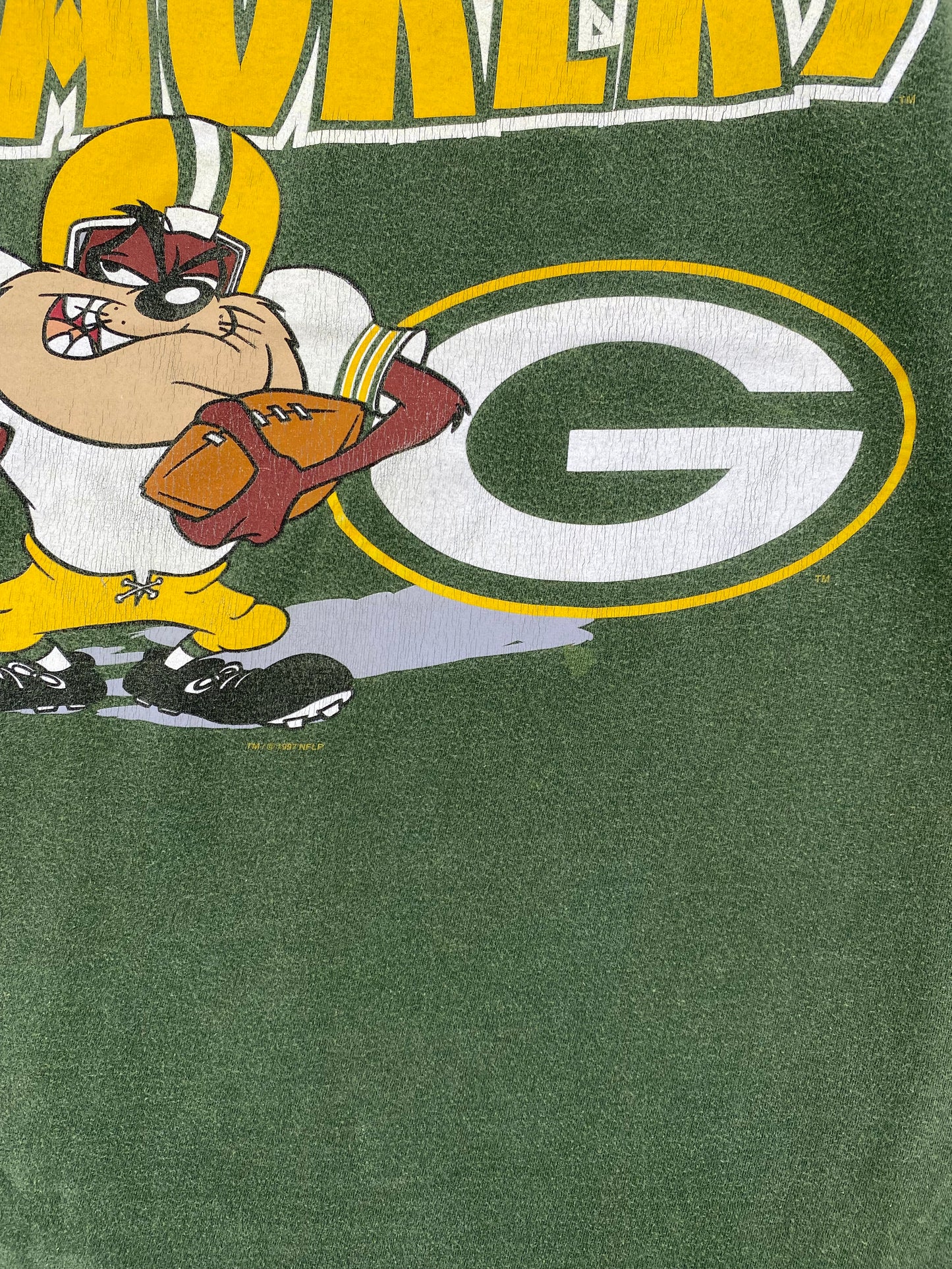 1997 LOONEY TUNES TAZ x GREEN BAY PACKERS Size XL Vintage NFL T-Shirts / A3001