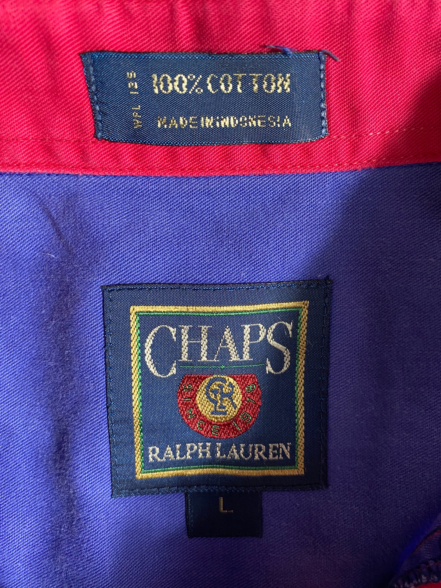 90’s CHAPS RALPH LAUREN Size L Vintage Button-Down Shirt / A6360