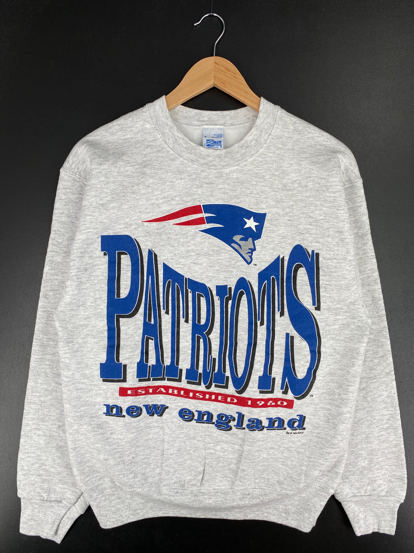 1994 SALEM x NEW ENGLAND PATRIOTS Made in USA Size M Vintage NFL Sweat-Shirt / A6430