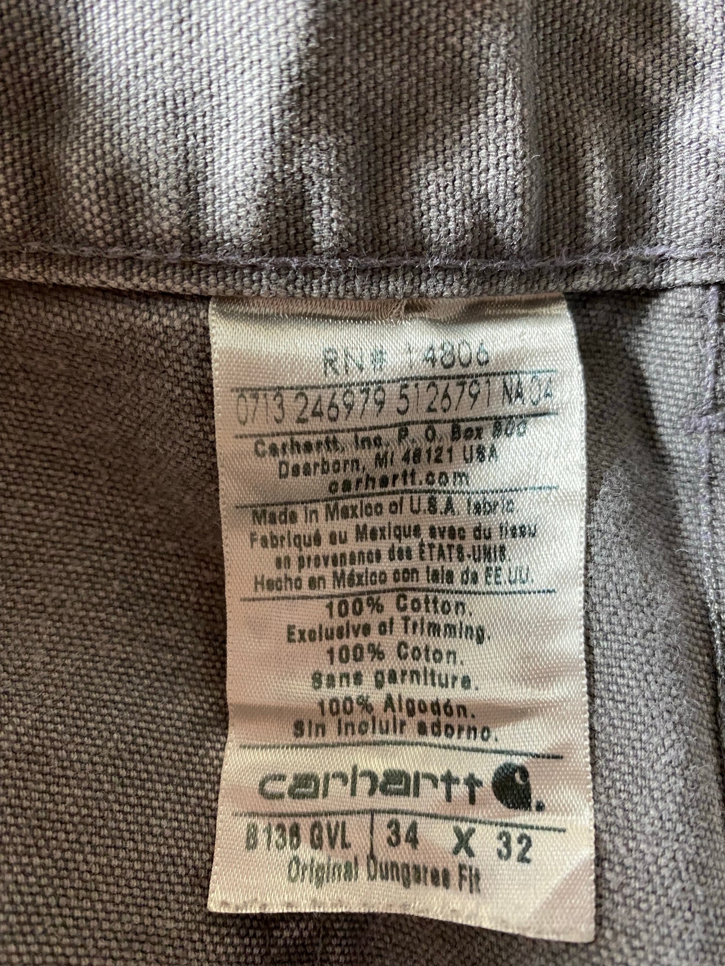 Vintage CARHARTT Size 34x32 Double Knee Duck Pants / K6522