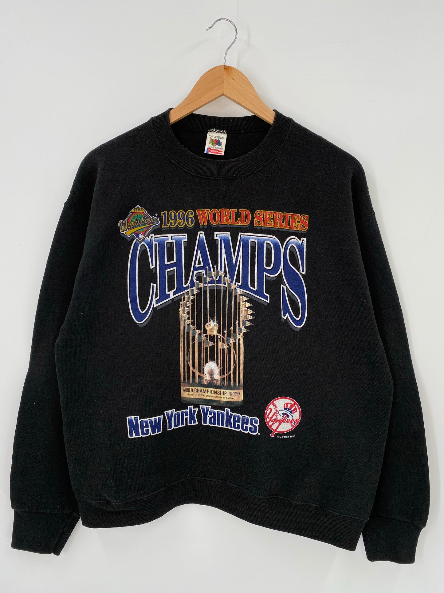 1996 NEW YORK YANKEES WORLD SERIES Made in USA Size L Vintage MLB Sweat-Shirt / K4174